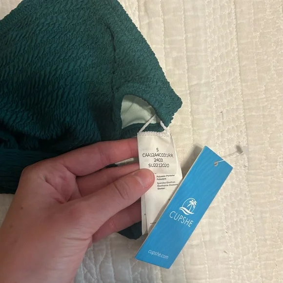 Cupshe Teal Textured Bikini Set - Picture 3 of 4